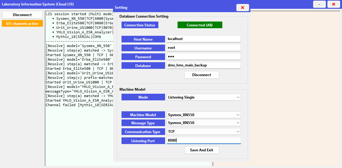 LIS machine configuration