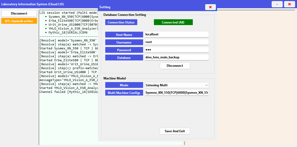 Cloud LIS settings